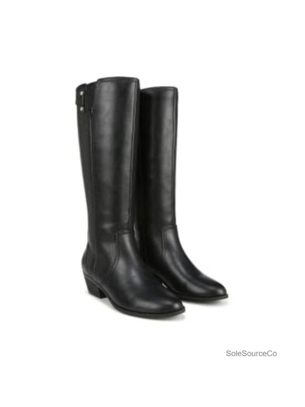 Womens Wide Calf Knee High Riding Boot Faux Leather Block Heel